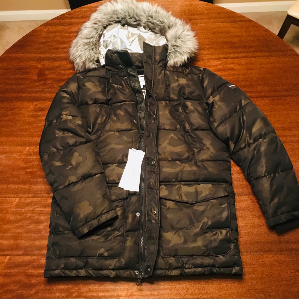 Brand Nwt Calvin Klein Camo Heavy Winter Coat